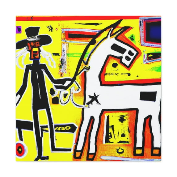 Cowboy and His Horse - Canvas