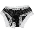 thumbnail image 2 of Womens Satin Lace Panties Soft Stretchy Everyday Underwear One Size Fits Most Comfortable Feminine Briefs with Lace Trim - Black,Size Free Size, 2 of 4
