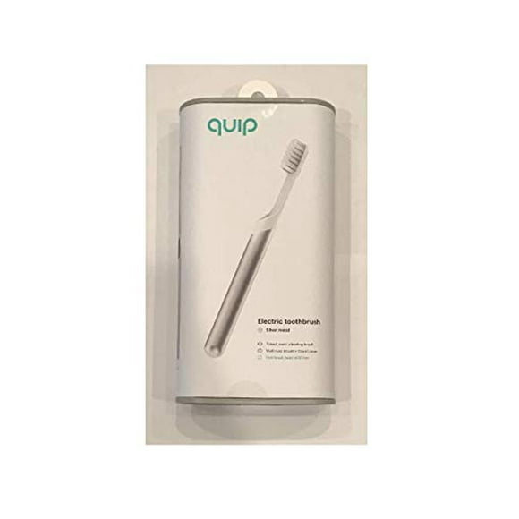 Quip Electric Toothbrush - Silver Metal - Electric Brush and Travel Cover Mount - Frustration Free Packaging