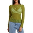 thumbnail image 2 of Faithtur Femmes Crop Tops à Manches Longues Ajustées Courte Dentelle Sortir Tops pour la Fête, 2 of 9