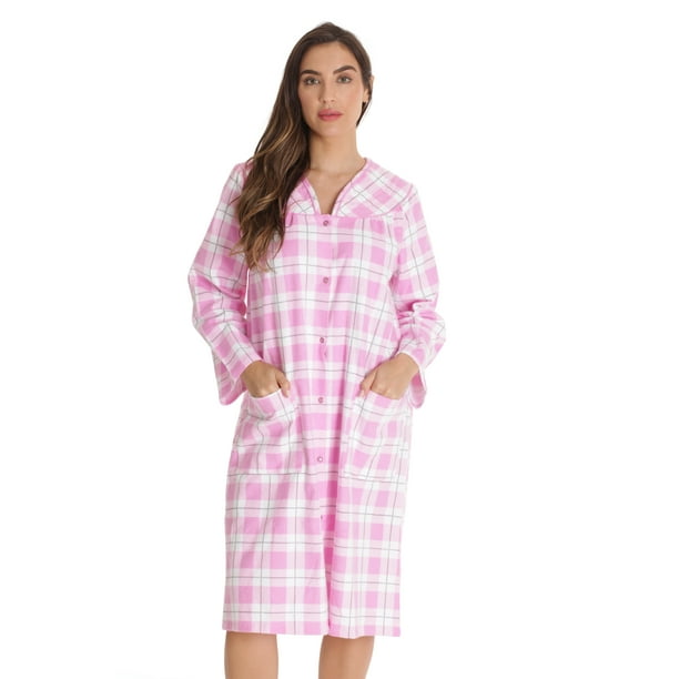 Dreamcrest Dreamcrest Short Sleeve Flannel Duster Housecoat Women Sleepwear 928010370 (2X