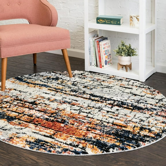 Unique Loom Tucson Collection Area Rug - Tohono (3' Round Multi/Black)