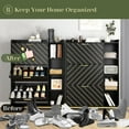 thumbnail image 6 of Modern Entryway Shoe Storage Cabinet Light Brown & Gold "35.4"x9.4"x46.3" Hidden Shoe Rack Organizer, 6 of 9