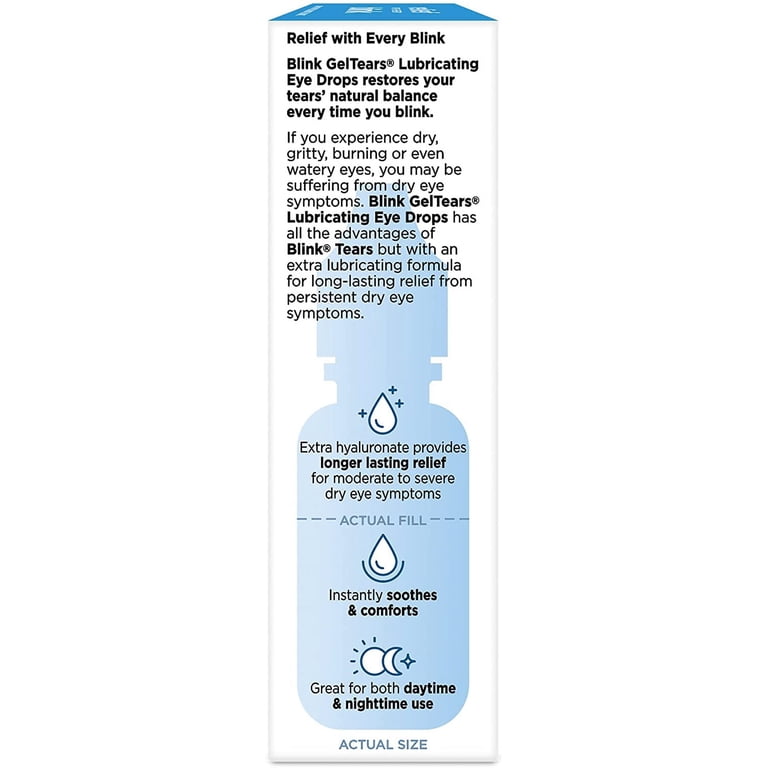 blink gel tears lubricating dry eye drops BLINK, Gel Tears Lubricating Eye Drops, 10 ML, Moderate-Severe Dry Eye