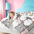 thumbnail image 4 of meiyoeat Cartoon Cute Cats 7-Piece King Bedding For Kids,Colorful Kawaii Kitten Print King Bed In A Bag For Girls,Reversible, 4 of 7