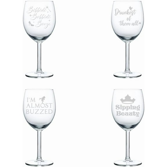 Set of 4 Wine Glass Gift Princess Collection (10 oz)