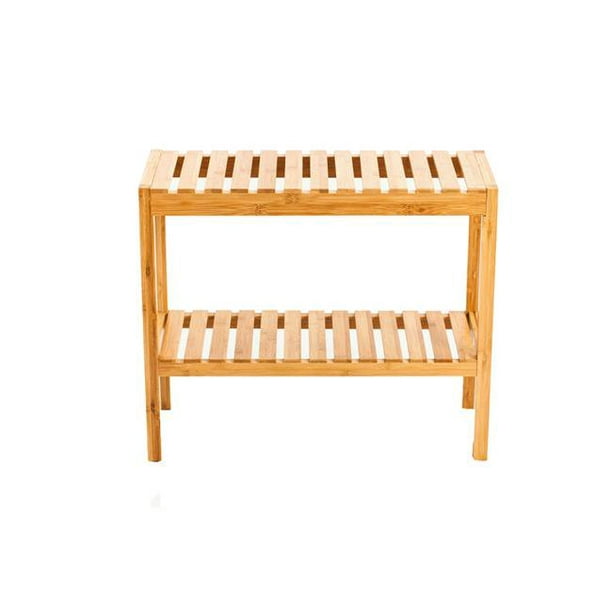 Natural Bamboo Shoe Rack Bench Shoe Organizer Entryway Seat With