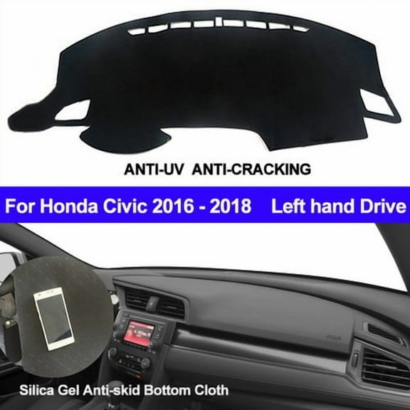 Leather For Honda Civic 10th 2016 2017 2018 Dash Mat Dashboard Protects Cover Non-slip Black