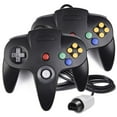 thumbnail image 2 of Restored Nintendo, 64 N64 Game System with 2 Retrofam N64 Controllers, 256 KB Data Storage, Black, 2 of 5