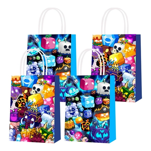 16 Pcs For Blox Fruits Theme Party Favor Bags – 2 Styles Candy Gift Bags with Handles for Birthday Party Decorations and Celebrations