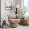 thumbnail image 3 of Liva Swivel Chair Frosty Brown Accent Chair, Modern Style, Shearling style fabric, Plywood, Indoor Living, 3 of 11