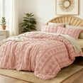 thumbnail image 7 of U by Bedsure Tufted Boho Comforter Set, 3 Pieces Farmhouse Shabby Chic Embroidery Bed Set, Soft Jacquard Comforter for All Seasons,Queen,Coral Pink, 7 of 7