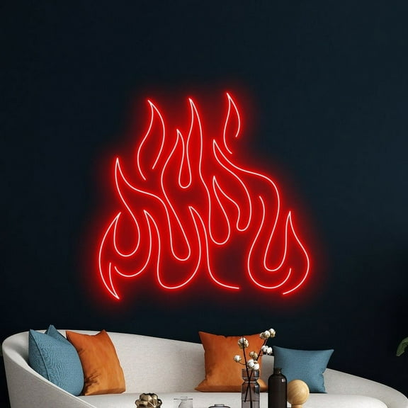Handmadetneonsign Flames Fire Neon Sign, Flames Fire LED Neon Art Decor, Burning Fire Wall Decor