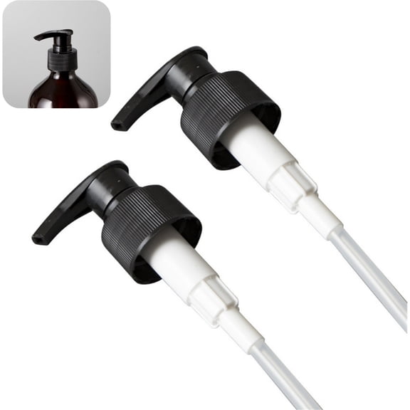 2 Pc Plastic Lotion Pump Dispenser Heads, Screw‑on Replacement Pump Tops for Shampoo Liquid Soap Refill Bottles A