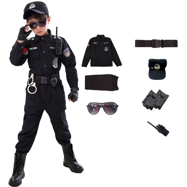 Disfraz de policía especial para niños, uniforme de actuación para fiestas de Carnaval, Halloween, ejército, 110-160CM