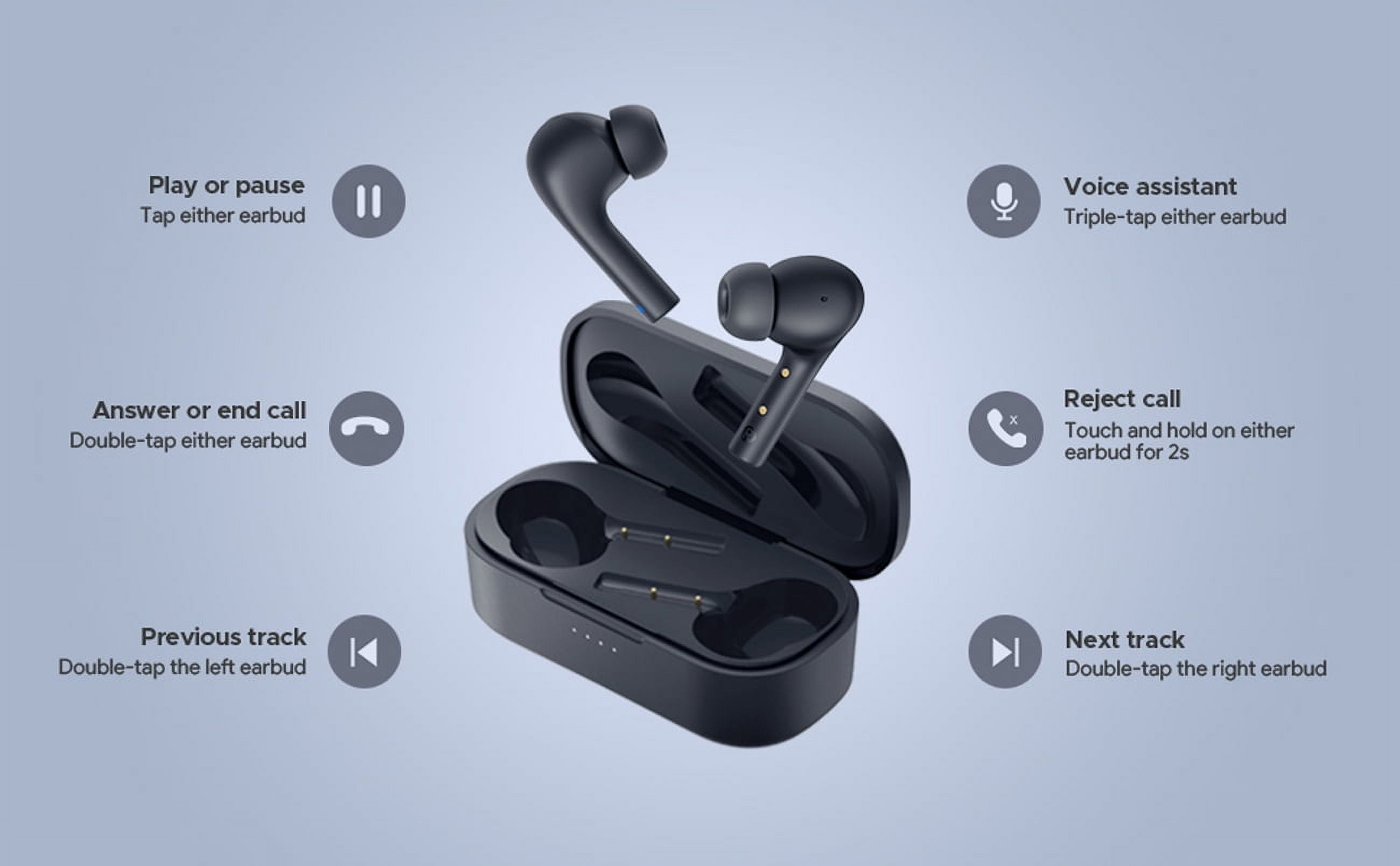 TWS Earphones Wireless Bluetooth for Google Pixel 9/Pro/Pro XL/9a Phones - Earbuds Headphones True Stereo Headset Hands-free Mic