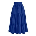 thumbnail image 2 of GXIPO Women's Comfy Midi Skirt High Waist Floral Tiered Skirt Flowy Elastic Summer Boho Skirt Royal Blue XL, 2 of 9