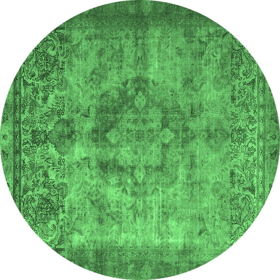 Ahgly Company Indoor Round Persian Emerald Green Traditional Area Rugs, 5' Round