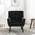 thumbnail image 2 of Accent Chair with Black Legs, Modern Soft Velvet Armchair with Ergonomic Backrest, Upholstered Leisure Sofa Chair for Living Room Bedroom Indoor Home, Black, 2 of 9