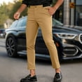 thumbnail image 2 of WTOBBY Men's Slim Fit Stretch Chinos Pants, Solid Color, Ankle Length Skinny Tapered Dress Trousers for Casual Office Wear, Comfortable and Wrinkle Resistant Fabric,Khaki L, 2 of 6
