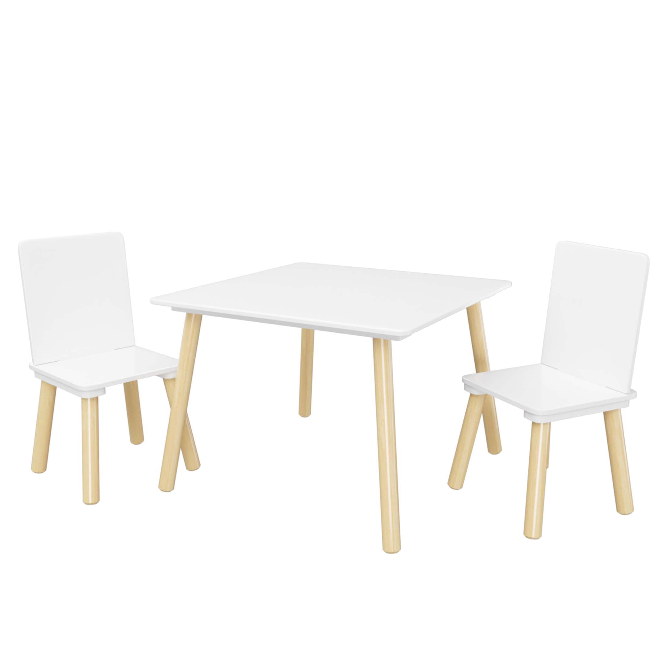 iRerts Kids Table and Chair Set, 3 Pieces Wood Kids Activity Table with 2 Chairs, Kids Play Table Set for 3-8 Year Old, Childrens Table and Chairs for Reading, Drawing, Jigsaw Puzzles