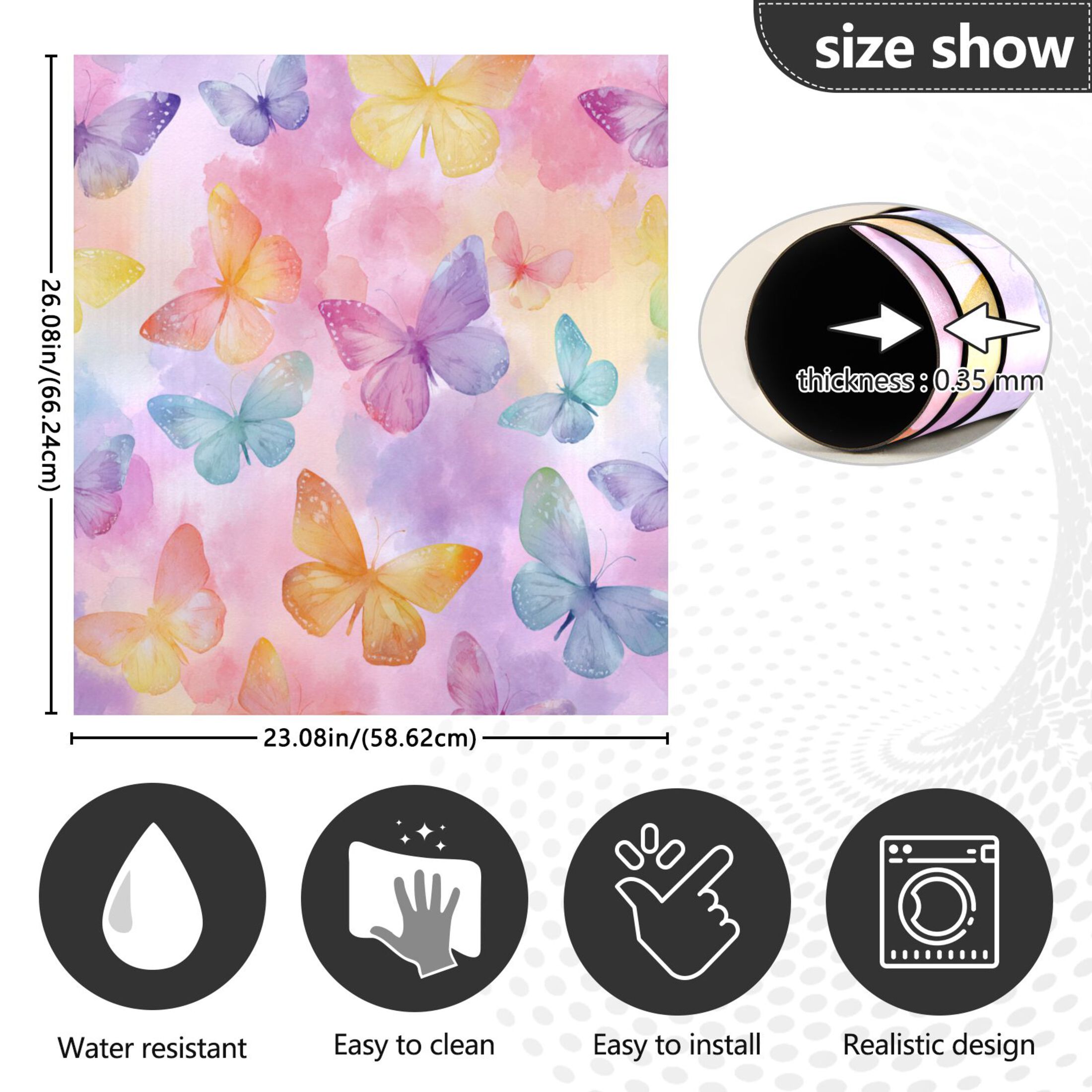 Dishwasher Magnetic Refrigerator Magnet Cover Sticker Home Decorative 23"x26" Watercolor Painting Style Butterflies