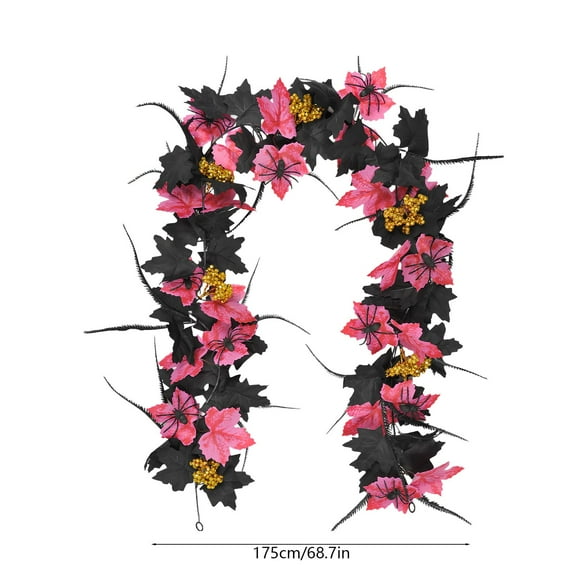 HomeDM Halloween Fake Hanging Vine Garland Decor 5.9ft Artificial Maples Leaves Thanksgiving Fireplace Farmhouse Harvest Decorations for Home Outdoor Indoor Porch