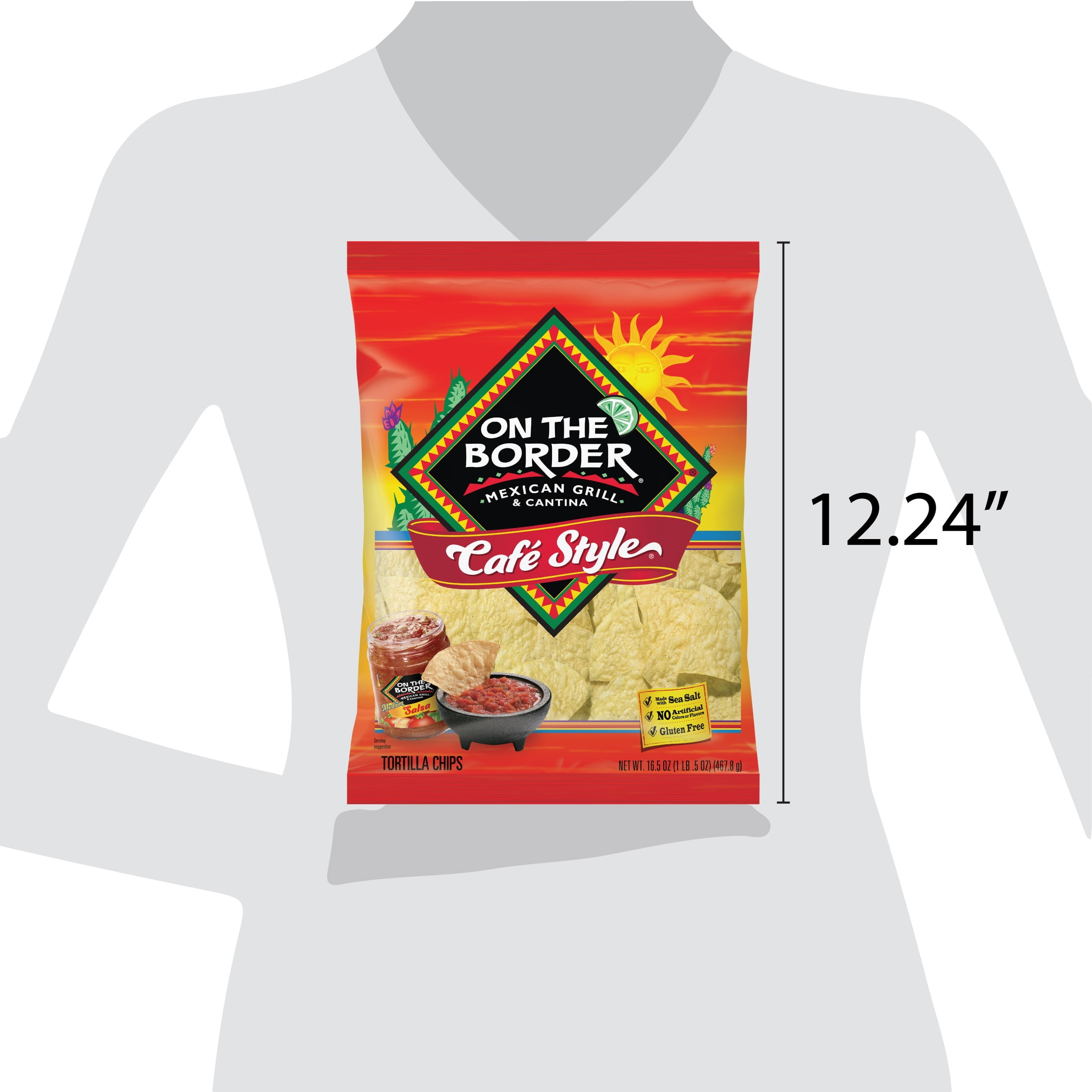 On The Border Cafe Style Tortilla Chips Bag, 22.25 oz.