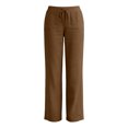 thumbnail image 6 of Wutalume Women's Casual Lightweight Linen Pants - with Drawstring Waist and Pockets, Loose Trousers for Summer, Beach, Travel, Breathable Airy Fabric, Perfect Summer Pants for Women,Brown 2XL, 6 of 7