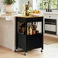 thumbnail image 4 of Gymax Rolling Kitchen Island Kitchen Cart w/ Rubber Wood Top Drawer Black, 4 of 10