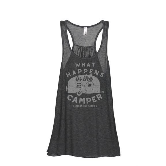 Thread Tank Stays In The Camper Women's Sleeveless Flowy Racerback Tank Top Charcoal Small