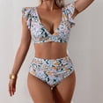 thumbnail image 6 of Minjewel Women High Waist Ruffled 2 PC Bikini Swimsuit Fashion Beach Bathing Suit, Yellow XL, 6 of 6