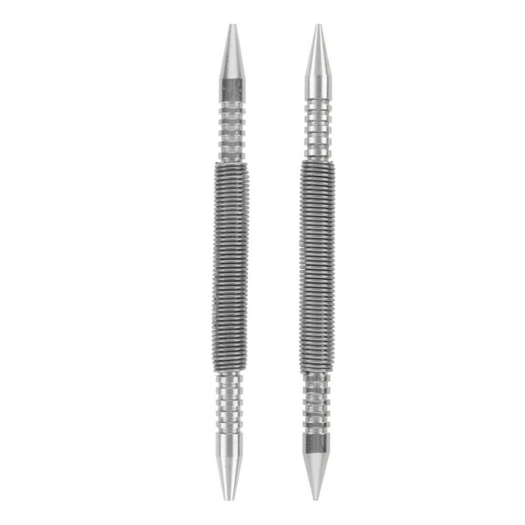 KALLORY  2 Pcs Spring Nail Punch Set Puncher Spring-loaded Manicure Silver