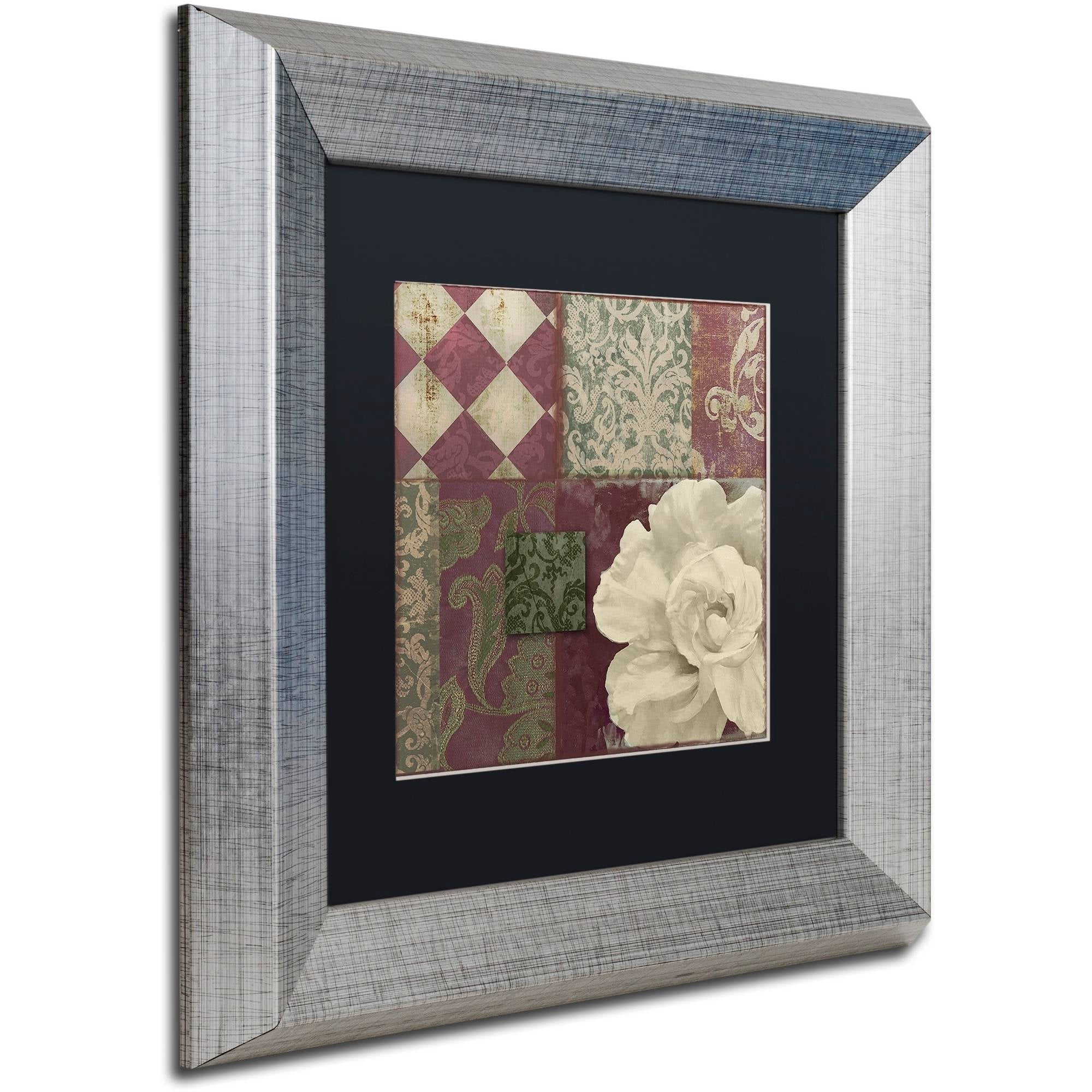 Trademark Fine Art "Patch Work Brocade II" Canvas Art by Color Bakery Black Matte, Silver Frame