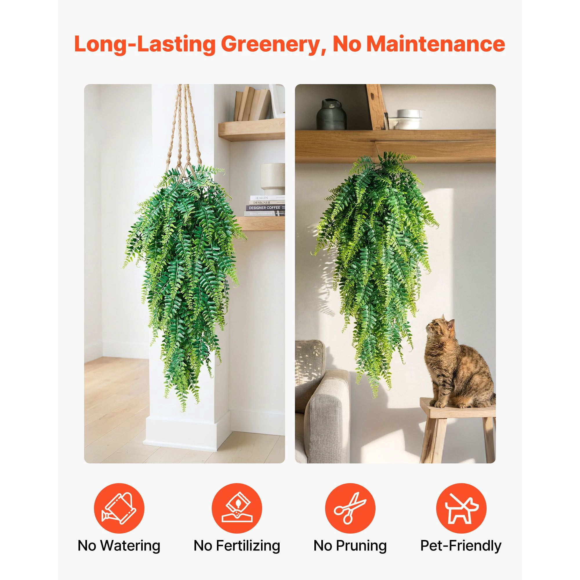 Artificial Fern 12-Pack 4x32 Inch Lifelike Silk and PE Plant Dense Foliage Weather-Proof LDPE Branches Low Maintenance for Indoor Outdoor Decor