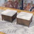thumbnail image 2 of INTER HUT Canyon Ridge 2PCS Patio Rattan Cushioned Ottoman, Outdoor Wicker Ottomans Footrests for Front Porch, Balcony, Backyard, Yard Deck, Beige, 2 of 8