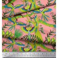 thumbnail image 3 of Soimoi Rayon Fabric Branches,Parrot & Leopard Jungle Print Fabric by The Yard 56 Inch Wide, 3 of 3