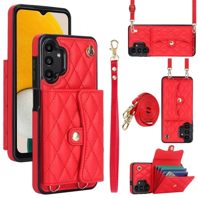 Samsung Galaxy A13 RFID Para Que Bloquea la Funda Protectora para Billetera Funda con Tapa Magnética Bolsillo con Múltiples Ranuras para Tarjetas con Correa para el