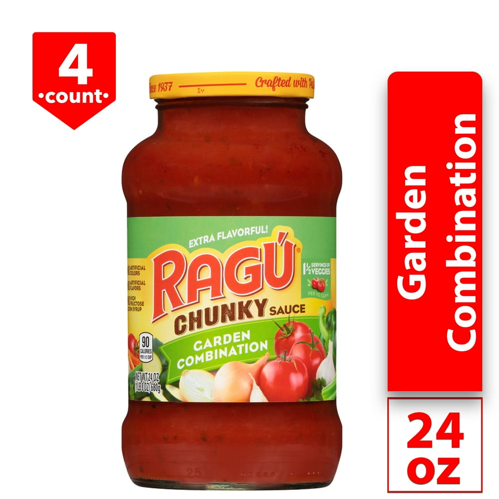 (4 Pack) Ragú Chunky Garden Combination Pasta Sauce, 24 oz. Walmart