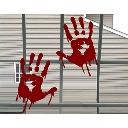 HALLOWEEN DECOR ~ Bloody Hand Prints ~ Wall or Window Halloween Decal, each print is 5
