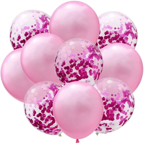 Nvzi 50 globos de confeti rosados y morados, globos de fiesta de cumpleaños premium de 12 pulgadas, globos a granel para despedida de soltera, decoración de fiesta de graduación