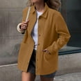 thumbnail image 4 of Hueook Corduroy Jacket Women Faux Suede Jacket Long Sleeve Button-Up Winter Coat Short Sleeve Outerwear Khaki S, 4 of 6