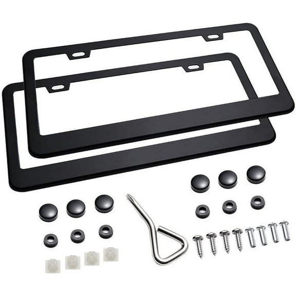 Haobase aluminum license plate holder with nut, 2 pieces, 2 hole black license plate holder