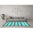 thumbnail image 3 of Ahgly Company Indoor Square Checkered Light Blue Modern Area Rugs, 3' Square, 3 of 4