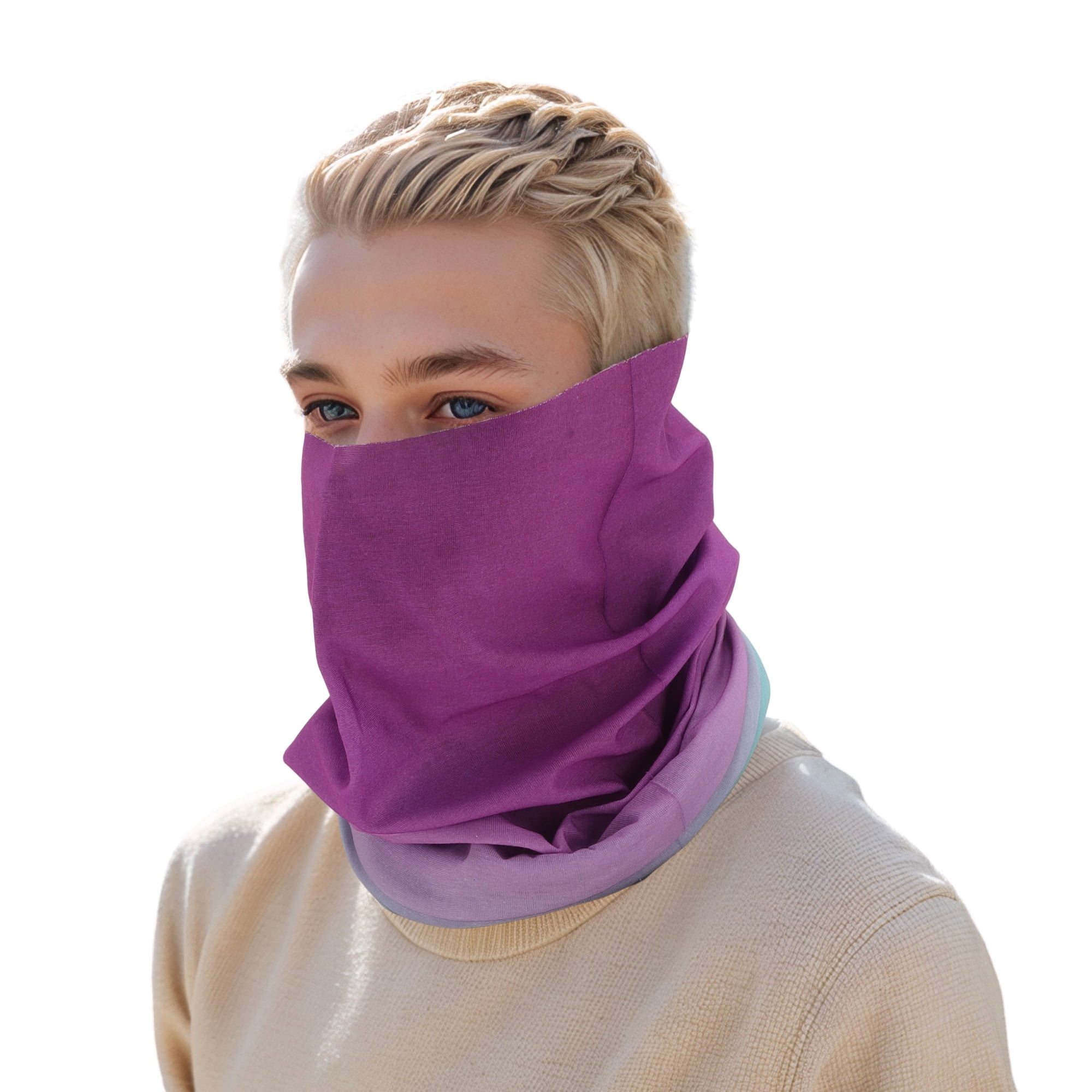 Unique Bargains Cooling Face Scarf Mask 1 Pc Purple, Green