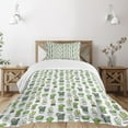 thumbnail image 3 of Ambesonne Cactus Quilted Bedspread Set 2 Pcs, Latino Foliage Pattern, Twin Size, Green Black White, 3 of 6