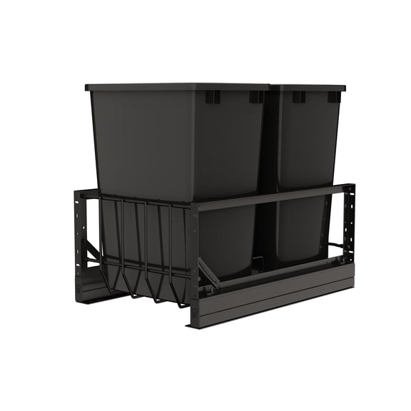 Rev-A-Shelf Double Pullout 35 qt. Kitchen Trash Can with Soft-Close, 5349-18DM-218