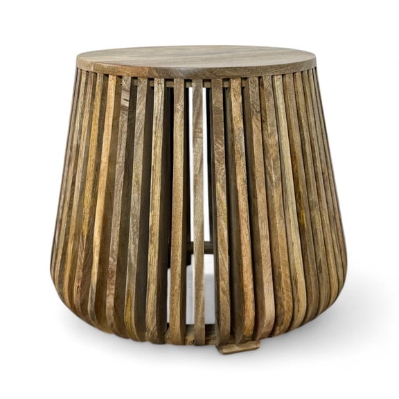 Carolina Cascade 24"x21" Slatted Bell Shaped Side Table in Natural
