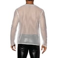 thumbnail image 3 of INSPIRE CHIC Mesh T-Shirt for Men's Long Sleeves See Through Sheer Top White M, 3 of 4