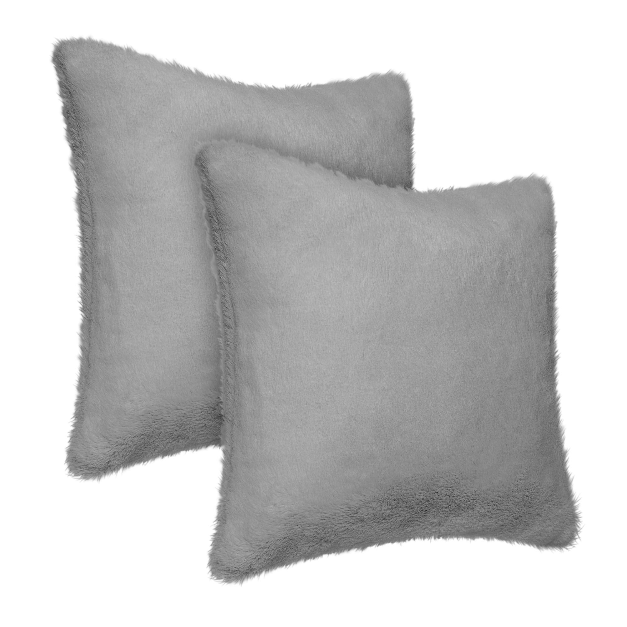 Better Homes & Gardens Faux Rabbit Fur Decorative Throw Pillow, 20" x 20", Grey, 2 Pack - image 4 of 4